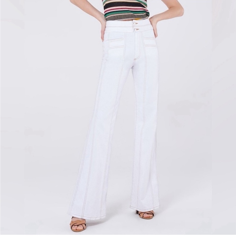 Veronica Beard White Flare & Wide Leg Jeans